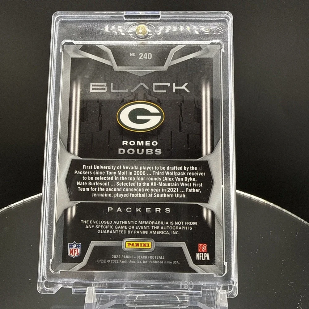 2022 Panini Black - Romeo Doubs #240 Green Bay Packers - RC Patch AUTO /50